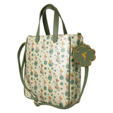 Loungefly Peter Pan Tinker Bell Clover All-Over Print Tote Crossbody Bag With Coin Bag
