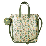 Loungefly Peter Pan Tinker Bell Clover All-Over Print Tote Crossbody Bag With Coin Bag