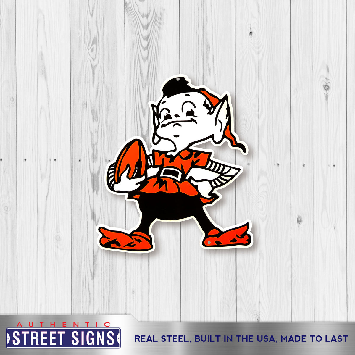 Cleveland Browns Brownie Elf with Football & Logo Type Die-cut MAGNET |