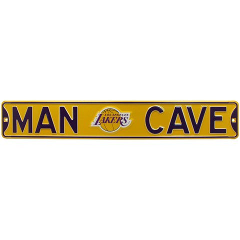 NBA Los Angeles Lakers 36" x 6" Gold Man Cave Street Sign