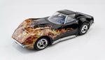 AFX 22051 Mega G+ 1968 Corvette Black w/Flames Clear Collector HO Slot Car