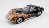 AFX 22051 Mega G+ 1968 Corvette Black w/Flames Clear Collector HO Slot Car