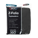 BCW Z-FOLIO 4-POCKET Toploaders Album Black HOLDS 160 Cards Side Loading Zipper