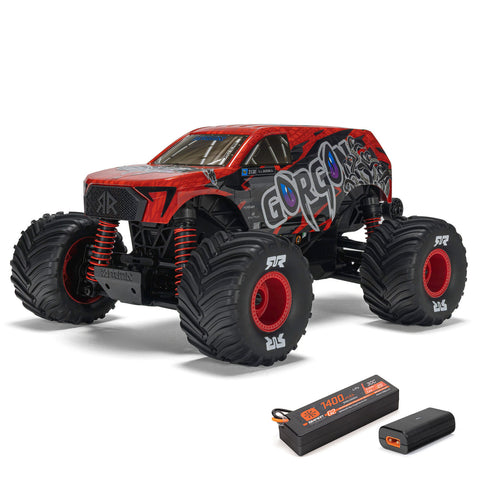 Arrma ARA2130T2 Gorgon Grom 1/16 Brushed 4X4 Truck RTR Battery Charger Red