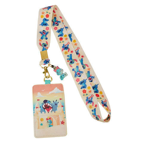 Loungefly Disney Stitch Sandcastle Laynard With PU Cardholder