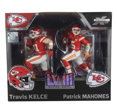 Patrick Mahomes Travis Kelce SB LVIII Chiefs Mcfarlane 2 Pack Legacy Figure