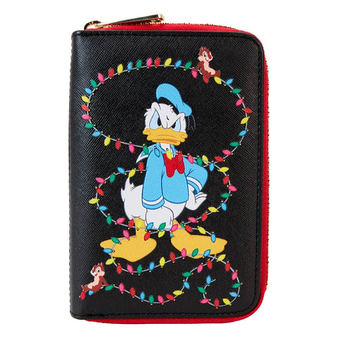 Loungefly Disney Donald Wrapped In Lights Zip Around Wallet Glows In Dark