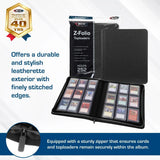BCW Z-FOLIO 9-POCKET LX ALBUM Black HOLDS 252 CARDS ZIPPER CLOSURE