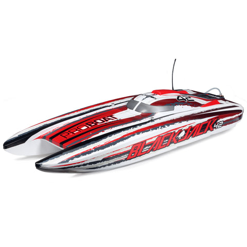 Pro Boat PRB08043T2 Blackjack 42" 8S Brushless Catamaran RTR: White/Red