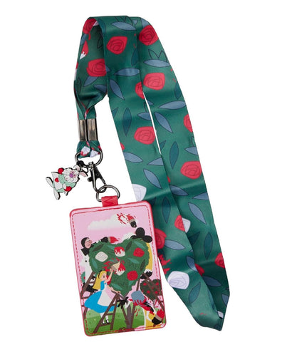 Loungefly Disney Alice In Wonderland Paint The Roses Red Lanyard With PU Cardholder