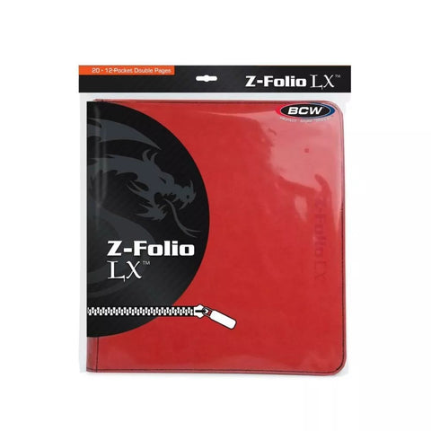 BCW Gaming Z-FOLIO 12-Pocket LX Album Red Holds 480 Cards Zipper Closure