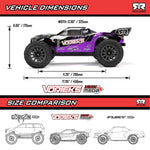 ARRMA ARA3205ST2 1/10 VORTEKS Mega 2wd Stadium Truck RTR With Smart Battery & Charger Purple