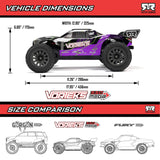 ARRMA ARA3205ST2 1/10 VORTEKS Mega 2wd Stadium Truck RTR With Smart Battery & Charger Purple