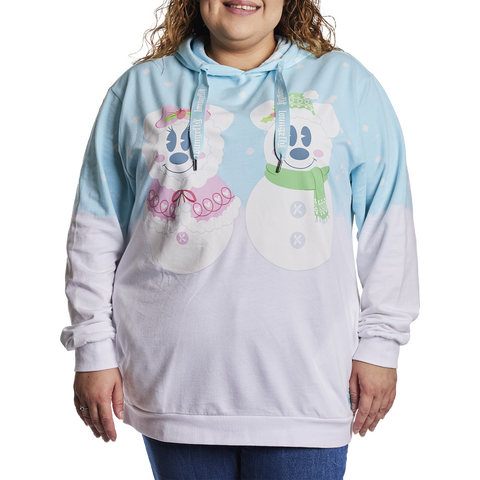 Loungefly Disney Mickey and Minnie Pastel Snowman Unisex Hoodie M- Medium