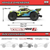 Arrma Vorteks ARA4305V4T2 1/10 4x4 3S BLX DSC 223S Teal/Yellow