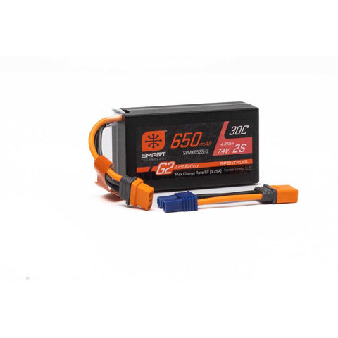 Spektrum SPMX652SH2 7.4V 650mAh 2S 30C Smart G2 LiPo Battery