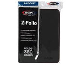 BCW GAMING Z-FOLIO 9-POCKET LX ALBUM Black HOLDS 360 CARDS ZIPPER CLOSURE