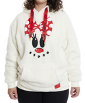 Loungefly Disney Holiday Minnie Sherpa Hoodie Sweatshirt with Mouse Ears S-small