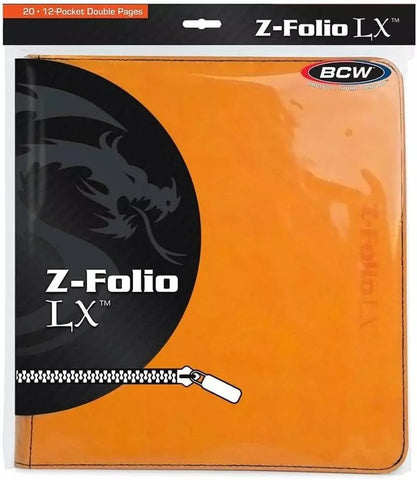 BCW Gaming Z-FOLIO 12-Pocket LX Album Orange Holds 480 Cards Zipper Closure