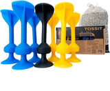 TOSSIT Game Set - Indoor, Outdoor Suction Cup Throwing Party Game 7-Pieces & Bag Blue