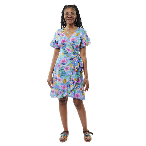 Loungefly Disney Lilo and Stitch Tropical Wrap ILana Dress XL