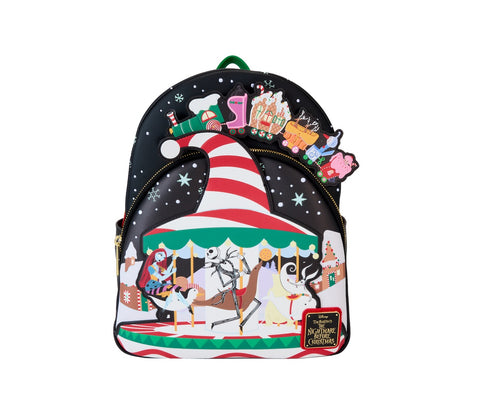 Loungefly Disney Nightmare Before Christmas Journey To Christmas Town Mini Backpack Glows in Dark