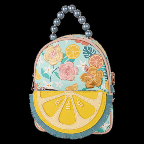 Loungefly Tropical Lemon Floral Convertible Mini Backpack & Crossbody Bag