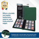 BCW Z-FOLIO 9-POCKET LX ALBUM Green HOLDS 252 CARDS ZIPPER CLOSURE