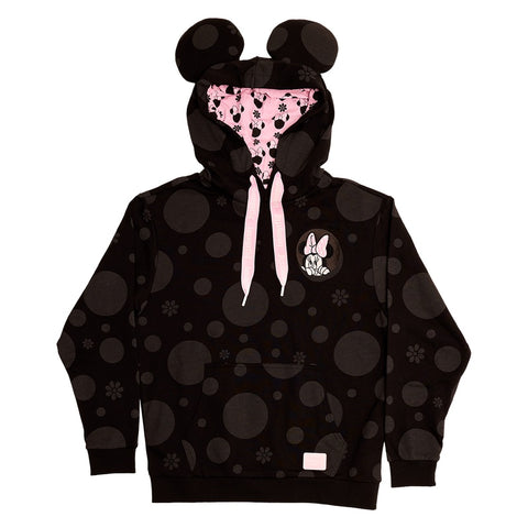 Loungefly Disney Minnie Mouse Floral Rock The Dots Unisex Hoodie 2X-Large