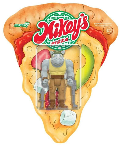 Rocksteady TMNT Weird Pizza To Go SDCC Super7 Reaction Figure