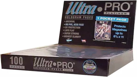 Ultra Pro Platinum Series Hologram 1 Pocket Top Load Clear Card Pages 8 x 10 (100 per box)