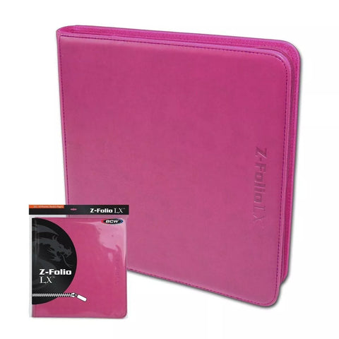 BCW Gaming Z-FOLIO 12-Pocket LX Album Pink Holds 480 Cards Zipper Closure