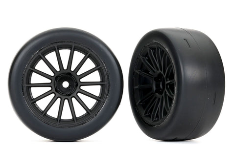 Traxxas 9375 Tires & wheels black wheels 2.0' ultra-wide slick tires rear (2)