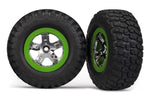 Traxxas 6876 Tires Wheels Assembled mud terrain Green Slash