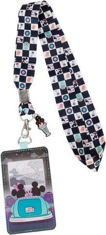 Loungefly Disney Mickey and Minnie Date Night Drive- In Lanyard with Cardholder