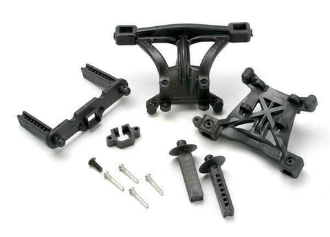 Body mounts, front & rear/ body mount posts, front & rear/ 2.5x18mm screw pins (4)/ 4x10mm BCS (1)