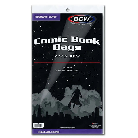 BCW Comic Book Bags 7 1/8 x 10 1/2 Regular/Silver (100 per pack)