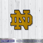 Notre Dame Fig Irish Laser Cut Steel Logo Spirit Size Authentic Street Signs 12"