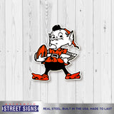 Cleveland Browns Brownie Laser Cut Steel Logo Spirit Size Auth Street Signs 12"