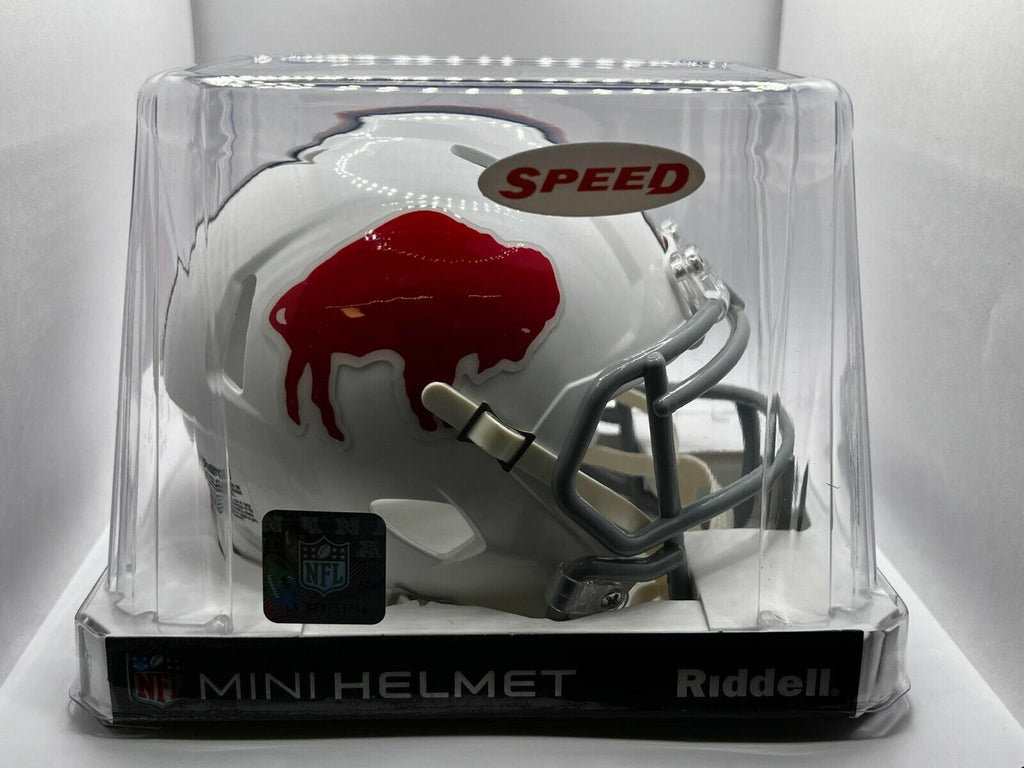 buffalo bills speed mini football helmet Devin Singletary Autographed honoring the teams historic past with a cream gloss shell finish Riddell Buffalo Bills Black Matte
