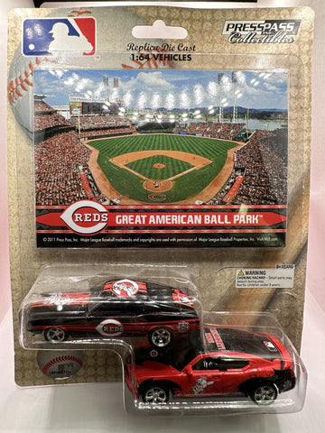 Cincinnati Reds Press Pass Collectibles 2 Pk Ford/Dodge Toy Vehicle 1:64