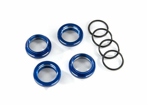 Spring retainer (adjuster), blue-anodized aluminum, GT-Maxx shocks (4) (assembled with o-ring)