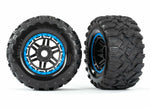 Traxxas Part 8972A Tires wheels assembled glue Blue Black MT 17mm 4x4 Maxx New