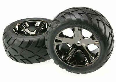 Traxxas 3773A Anaconda Tires Pre-Glued All Star black chrome wheels pair