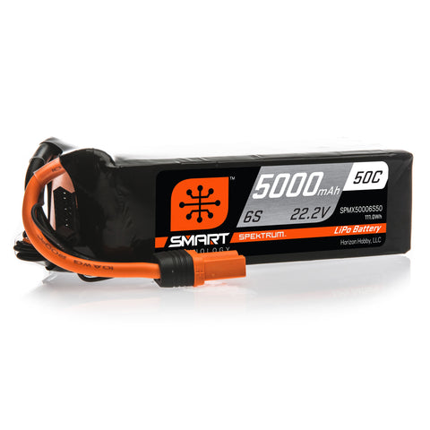 Spektrum SPMX50006S50 22.2V 5000mAh 6S 50C Smart LiPo Battery: IC5