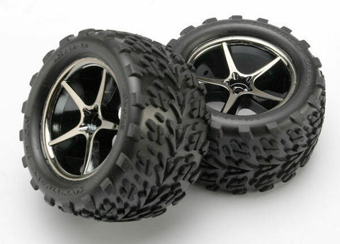 Traxxas Part 7174A Tires wheels assembled Black Talon E-Revo 1/16 New in package