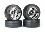 Traxxas Part 8375 Tires and wheels assembled glued split-spoke blackchrome 4 New