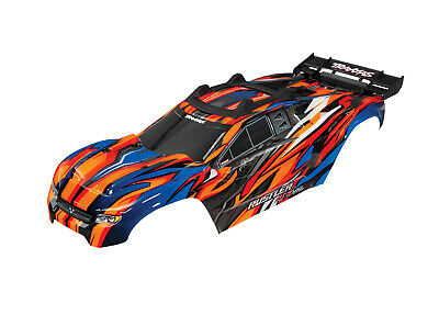 Traxxas 6717T Rustler Body 4x4 Orange Blue Painted Decals