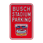 St Louis Cardinals Steel Parking Sign with Logo-BUSCH STADIUM PARKING w/ Logo