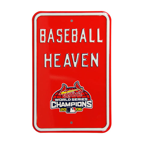 St Louis Cardinals Steel Parking Sign with Logo-BASEBALL HEAVEN w/WS Logo